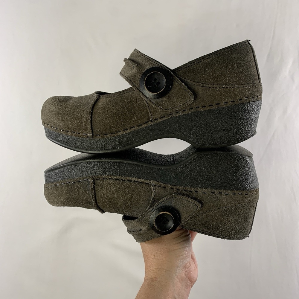 Dansko Womens Ralene Suede Mary Jane Platform Shoes EU 37 US 6.5-7 Olive Artsy - Picture 7 of 13